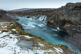 Island im Februar (Hraunfossar)